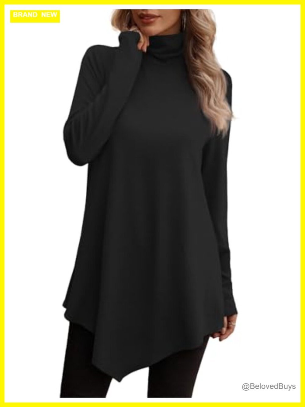 Women's Turtle Neck Long Sleeve Tunic Top Fall Blouse